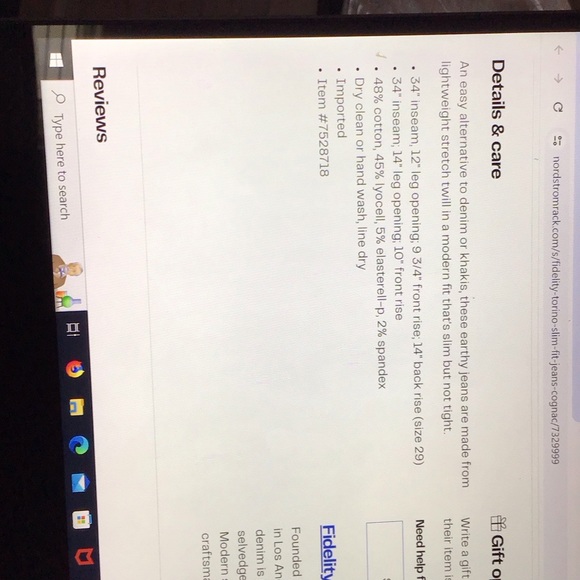 New Fidelity Torino Brown Denim Jeans. Men’s 38 - Picture 5 of 7